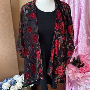 Floral Burnout Cardigan